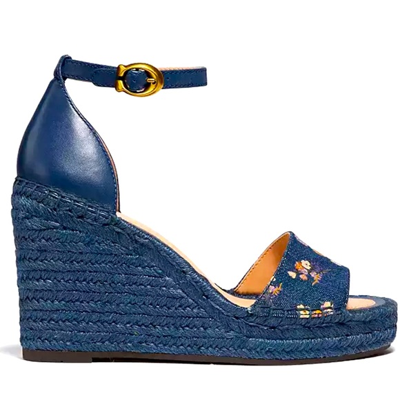 Coach Kit Denim Espadrilles Wedge Heel Size 6 NIB - Picture 2 of 5